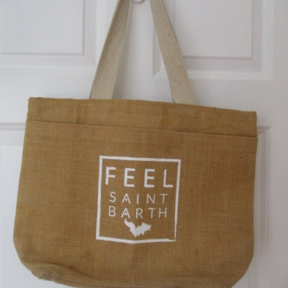 Saint Barth burlap FEEL Tote Bag with cooler like lining - Picture 1 of 6